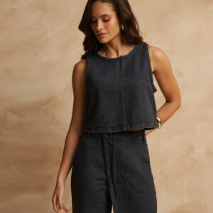 CROPPED PRETO ESTONADO